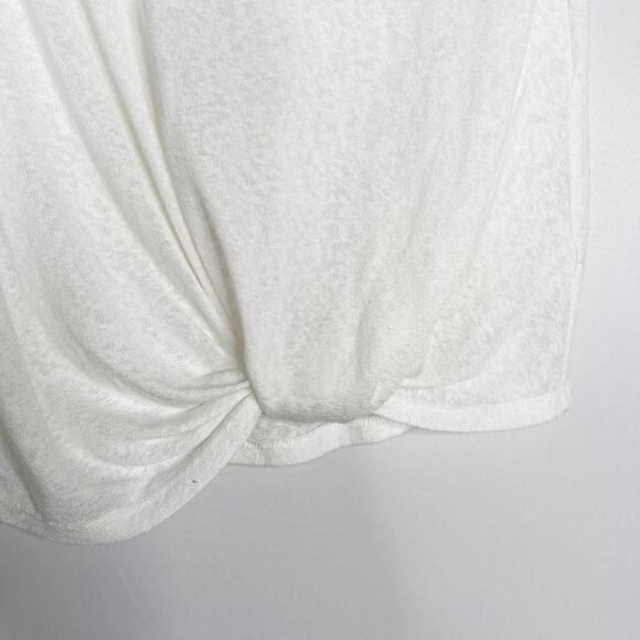 Bobeau Womens Small S White V Neck Twist Hem T Shirt Short Sleeve Slub Knit Tee - Picture 6 of 9